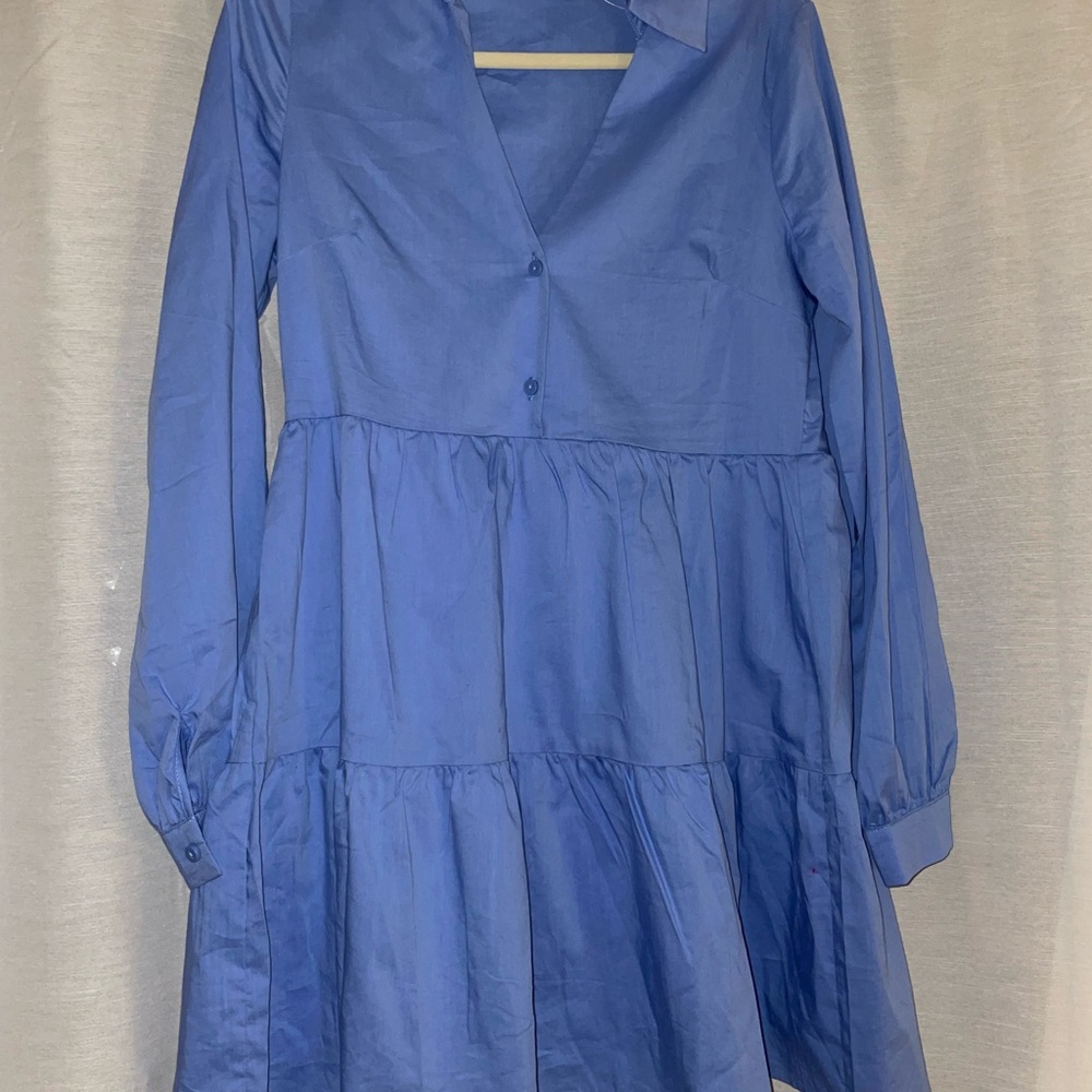 Blue Long Sleeve Tiered Summer Dress - NWT